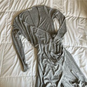 GAP Midi Wrap Dress Long Sleeve Grey